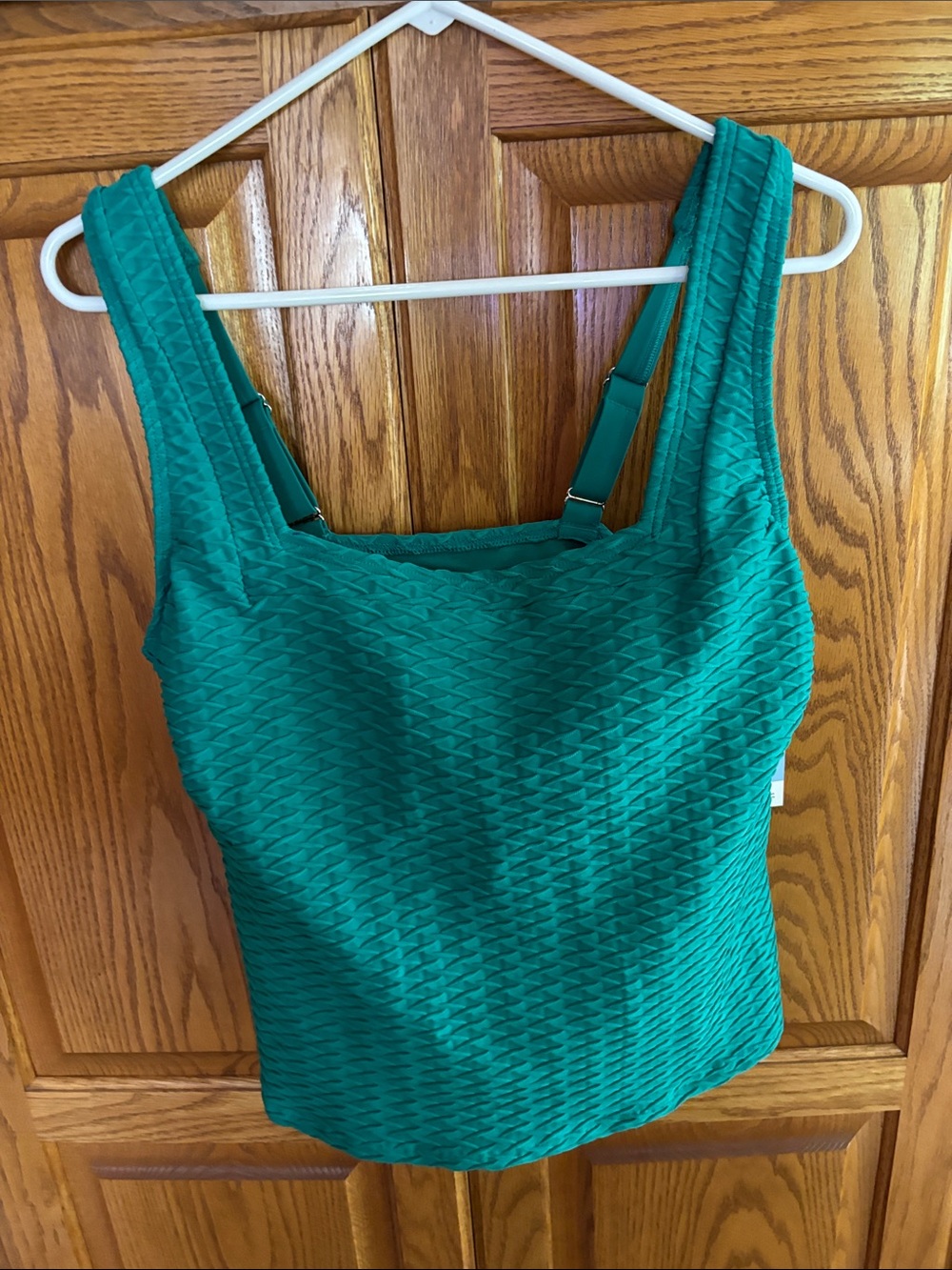 Textured Emerald Green Tank Top Swimwear 
Creora 
Lands End Large 14/16 women
